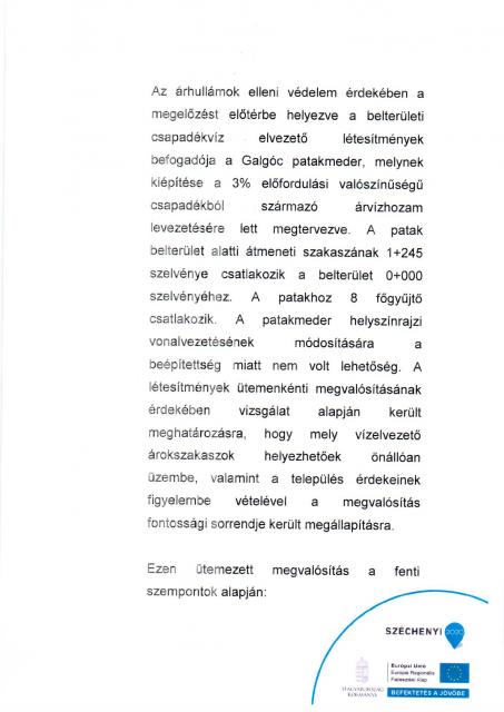 Sajógalgóc község vízelvezető hálózatának infrastrukturális fejlesztése